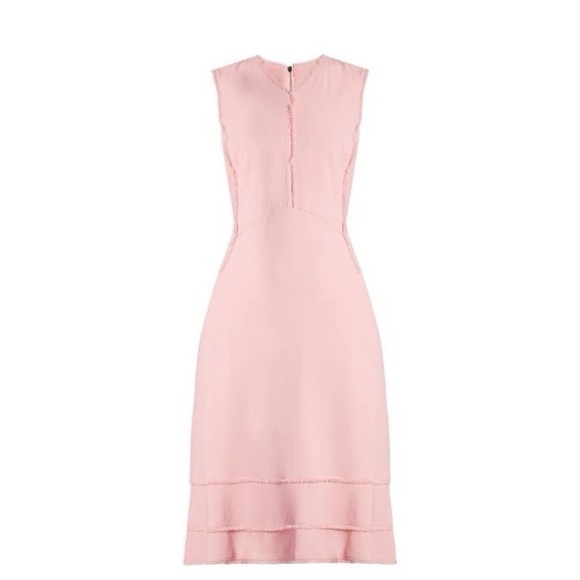 ALTUZARRA “Doe” frayed-edge a-line midi dress in pink - Picture 1 of 6